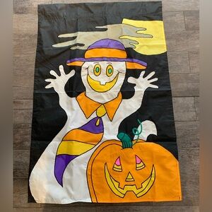 👻🎃 Vintage Halloween Ghost & Pumpkin Banner Flag 👻🎃